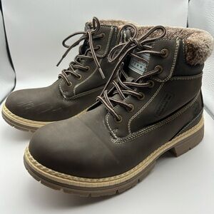 ANJOUFEMME Winter Snow Hiking Boots for Women in Dark Brown - Size US 7.5